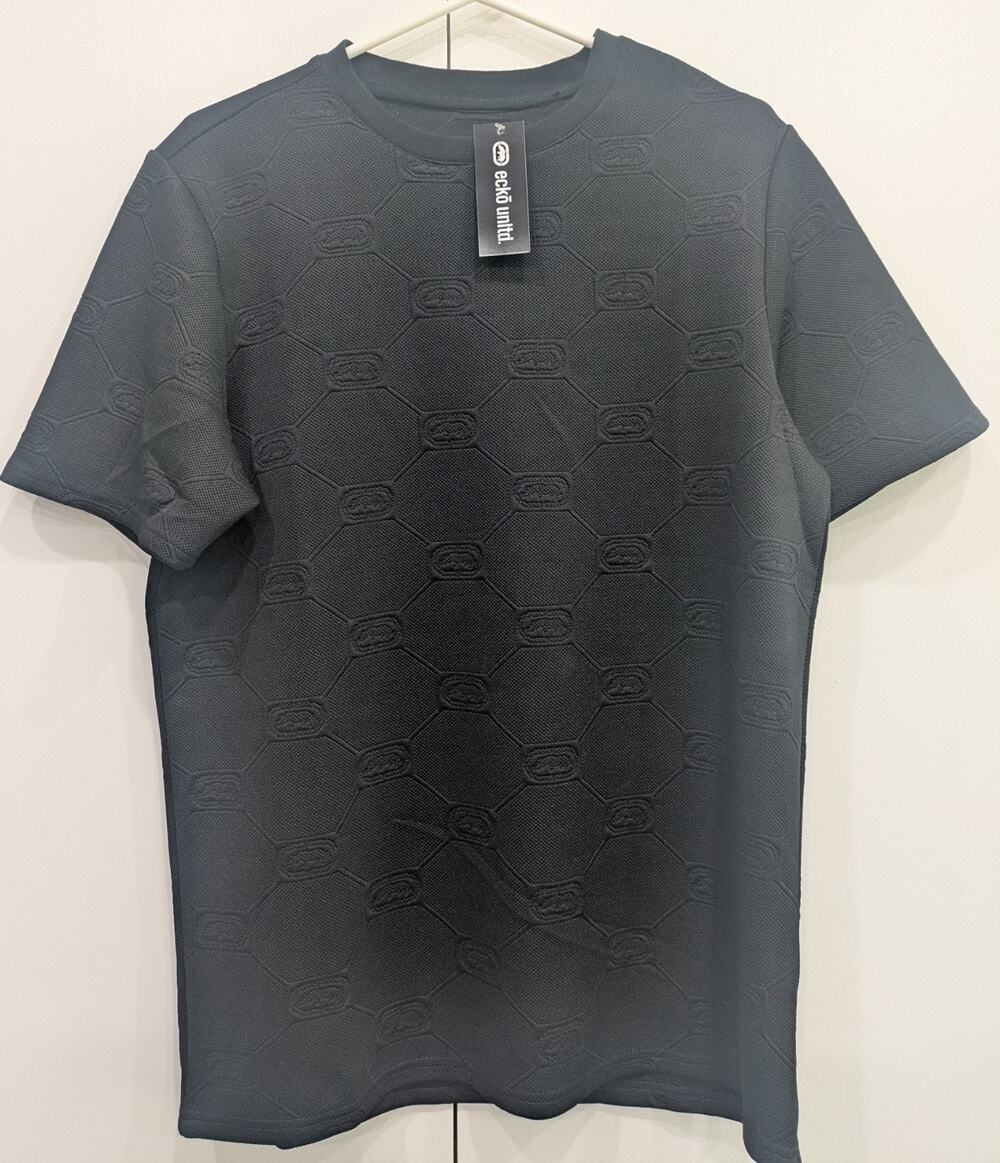 Eckō Unltd. Men's Small NWT Black Textured Rhino Logo Jacquard T-Shirt EO16K219